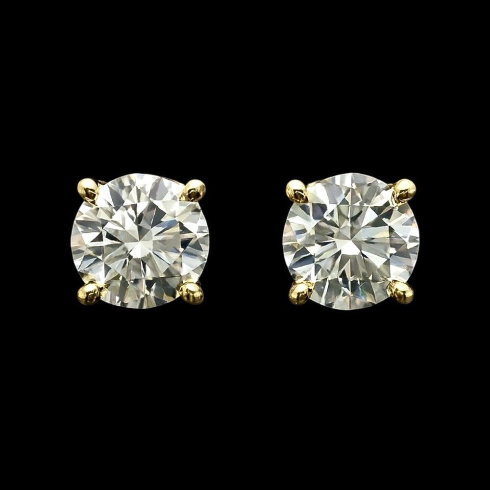 18K Gold Plated, 2CTW Moissanite Solitare Stud Earrings - Picture 1 of 4